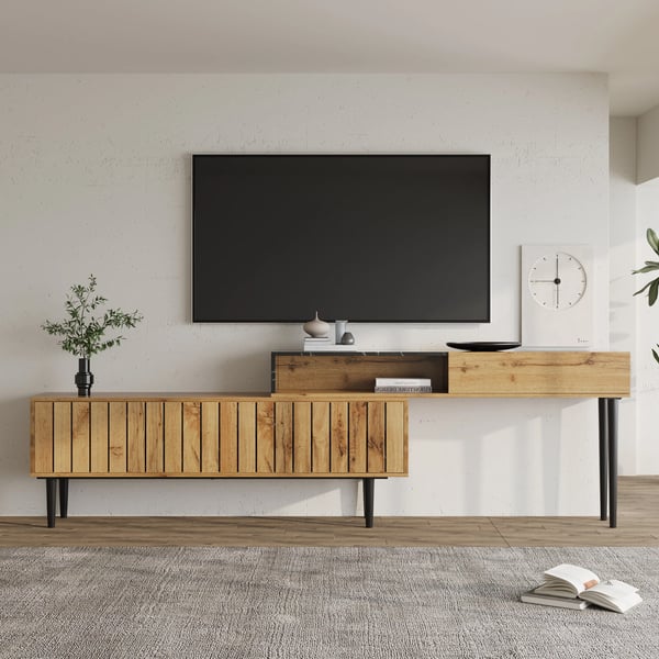 TV-bord - TV-møbel - Moderne Design - Pladsbesparende - Jernben - PVC-kant - Kræver Montering - Sort
