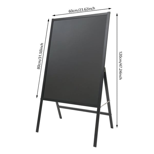 LED-viestitaulu, jalustallinen menutaulu, karkaistu lasi 60x80 cm, 8 fluoresoivaa tussia, musta