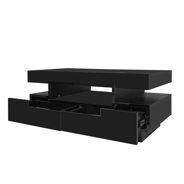 Soffbord Vardagsrumsbord - Rektangulärt - Högblankt - Med Förvaring - Modern Stil - Svart