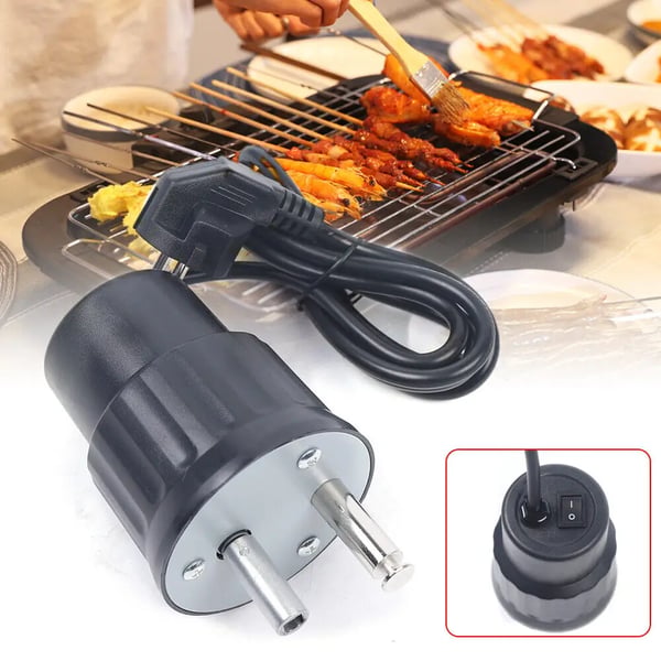 Grillimoottori 220 V - Varrasmoottori - Sähköinen vartaankääntäjä - BBQ-grilliin - Ulkokäyttöön - Musta