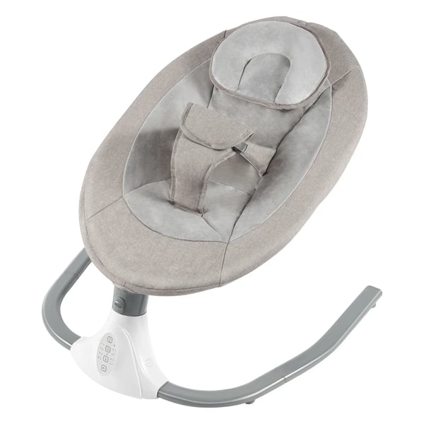 Elektrisk babygynge - Babyswing - 64,5×73×71 cm - 4 gyngeniveauer - Timer 8/15/30/60 min - 0–18 mdr - Max 18 kg - Grå