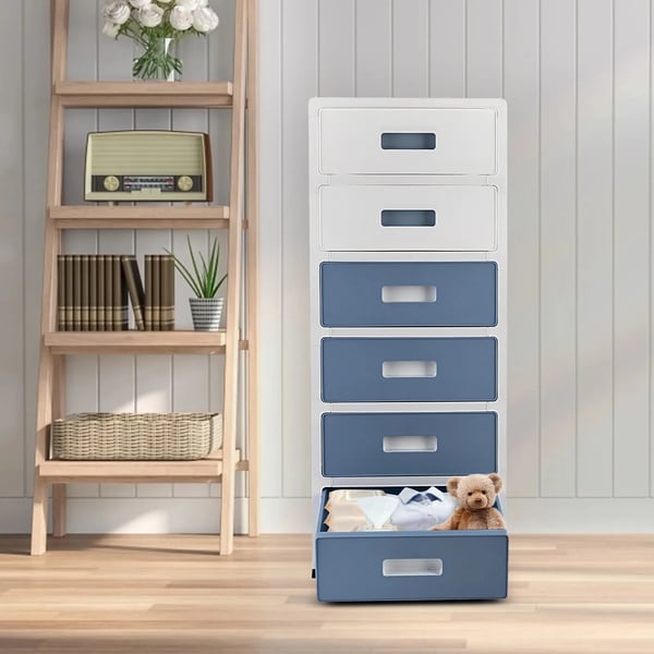 Opbevaringskommode - 6-skuffe organizer - PP-plast - 35×25,4×83,6 cm - Slankt tårn - Til tøj/undertøj - Multifarvet