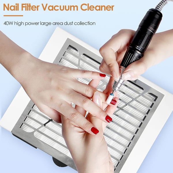 Neglestøvsuger, udsugningsblæser med filter, 40 W 4500 RPM, til manicure, pink