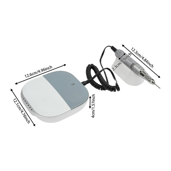 Sähköinen kynsipora LCD-kosketusnäytöllä - Kynsiviilakone - 0–35 000 rpm - 30W - EU-pistoke - AC 100–240V - Lähtö 3–18V - Valkoinen