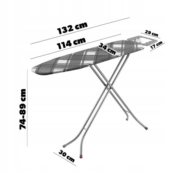 Strygebræt - Sammenklappeligt - 114 x 34 cm - Med strygejernsholder - Let - Stabilt