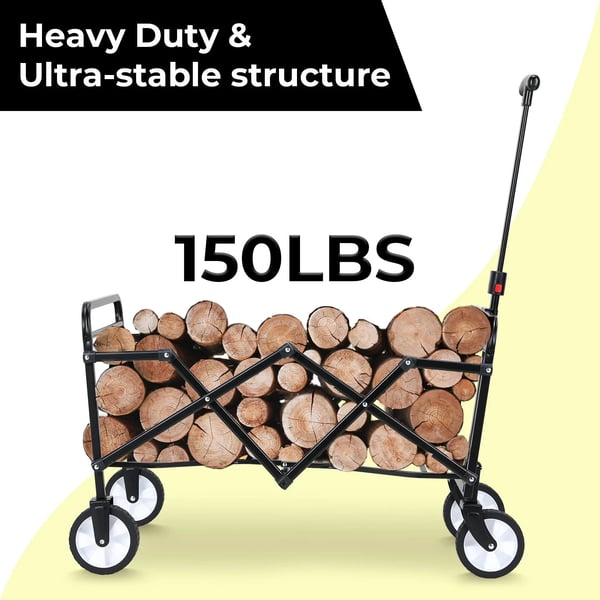 Klapbar trækvogn - Have- og strandvogn - 60 kg Maks belastning - 360° Drejbare hjul - Justerbart håndtag - 73×47×24 cm - Hvid