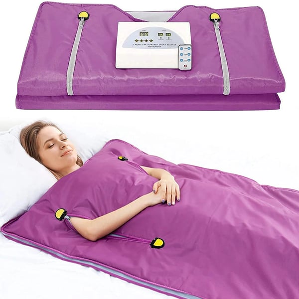 Saunatæppe - Elektrisk bærbar hjemmemodel - 220V EU-stik - 100% polyester - Til voksne - Lilla
