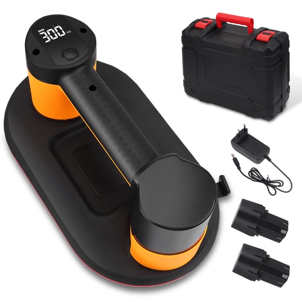 Elektrisk vakuumløfter - Sugekop 27 cm - LCD-display - 300 kg Bæreevne - Batteridrevet - Til Ru Fliser - Til Glas