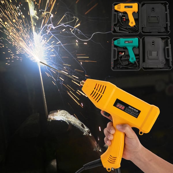 Handhållen svetsmaskin - 3000 W - 220 V - 20–200 A justerbar - LED-display - Svetsar 0,2–1,4 cm - EU-kontakt - Med verktygslåda - Gul