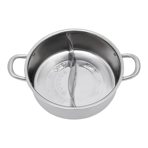 Hotpot/Fondue-pata - Jaettu Yin-Yang - 32 cm - 304 Ruostumatonta Terästä - Lusikoilla - Armeijanvihreä