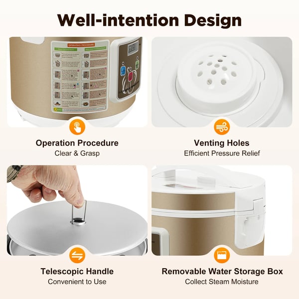 Sort hvidløgsfermenter - Fermenteringsmaskine 5 l - Fuldautomatisk - Intelligent styring - Natto & yoghurt - EU-stik