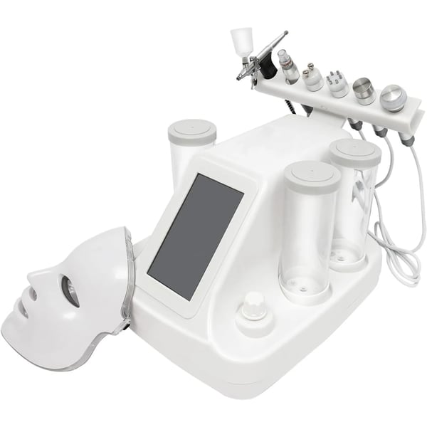 Hydrafacial 7-i-1 - Aquafacial ansigtsmaskine - Hydrogen-ilt vandpeeling - LED-maske - Hudforyngelse - Hvid