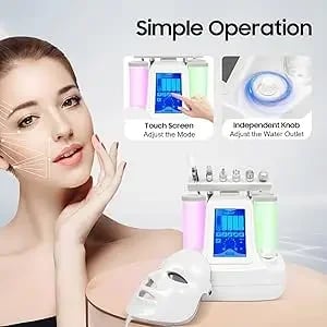Hydrafacial 7-in-1 - Aquafacial kasvohoitolaite - Vety-happi vesikuorinta - LED-maski - Ihon nuorennus - Valkoinen