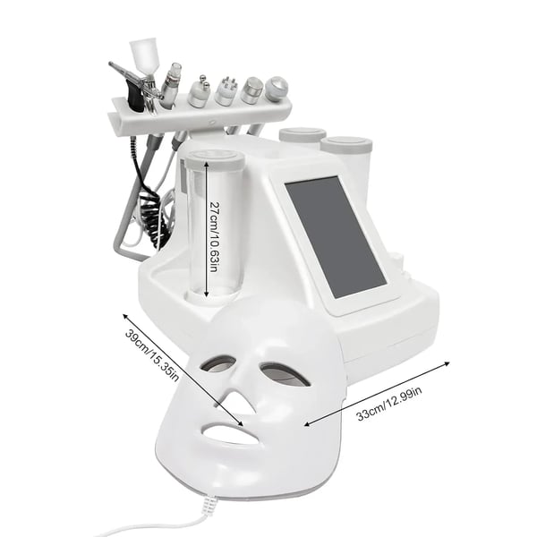 Hydrafacial 7-in-1 - Aquafacial kasvohoitolaite - Vety-happi vesikuorinta - LED-maski - Ihon nuorennus - Valkoinen