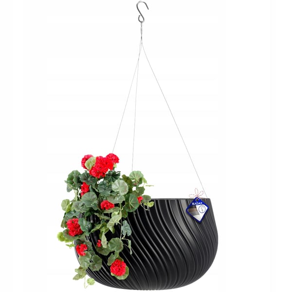 Hængepotte - Skålformet blomsterkrukke - Til altan & terrasse - Ø 29,5 cm - Mørkegrå