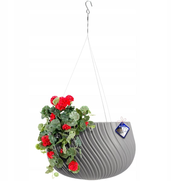 Blomsterkrukke - Hængekrukke til altan/terrasse - Ø 29,5 cm - Lysegrå