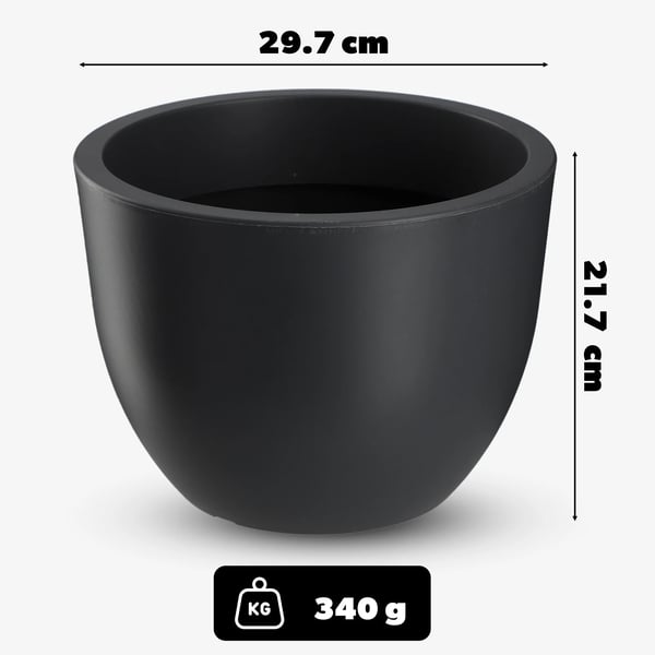 Blomsterkrukke - Havekrukke Plantekrukke - 30 cm - Til Haven - Antracit Mat