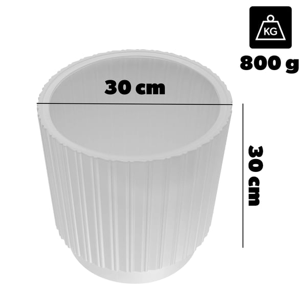 Blomsterkrukke - Overpotte - 30 cm - Plast - Med drænprop - Hvid