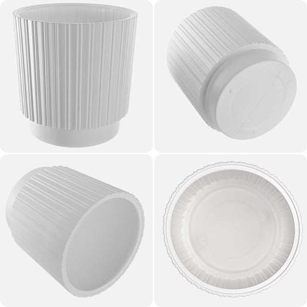 Blomsterkrukke - Overpotte - 30 cm - Plast - Med drænprop - Hvid