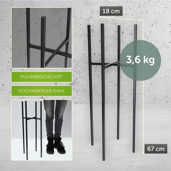Plantestativ - Blomsterstander i metal - Højde 67 cm - Til stue - Indendørs
