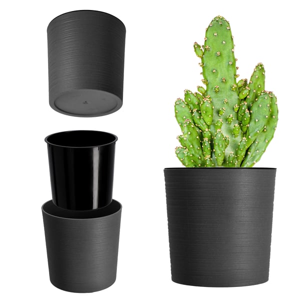 Blomsterkrukke Overpotte - 30 cm Diameter - Plast - Let og robust - Inde/ude - Grafitgrå