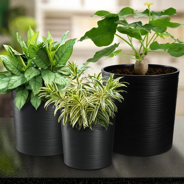 Blomsterkrukke Overpotte - 30 cm Diameter - Plast - Let og robust - Inde/ude - Grafitgrå