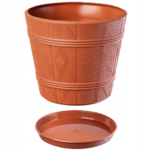 Blomsterkrukke - Urtepotte - Plast - 17 cm - Trælook