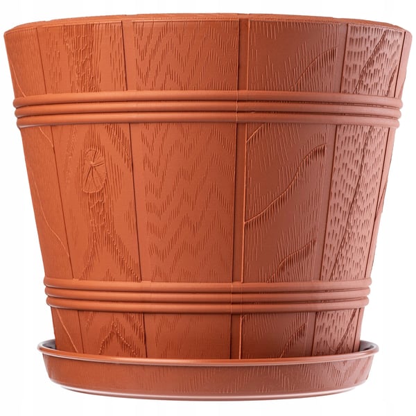 Blomsterkrukke - Urtepotte - Plast - 17 cm - Trælook