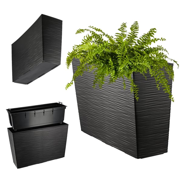 Blomlåda - Rektangulär balkonglåda - Med insats - 19 x 56 cm - Blå