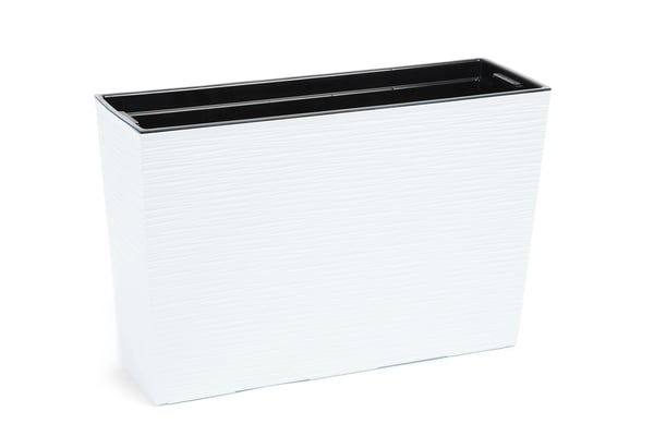 Blomlåda - Rektangulär planteringskruka med insats - 19x56 cm - Vit