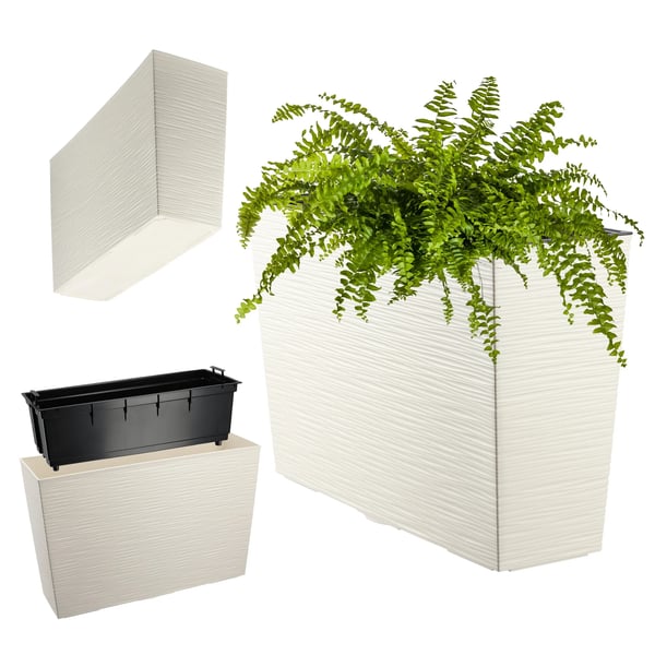 Blomsterkasse - Plantekrukke - Med indsats - 19 x 56 cm - Lysegul