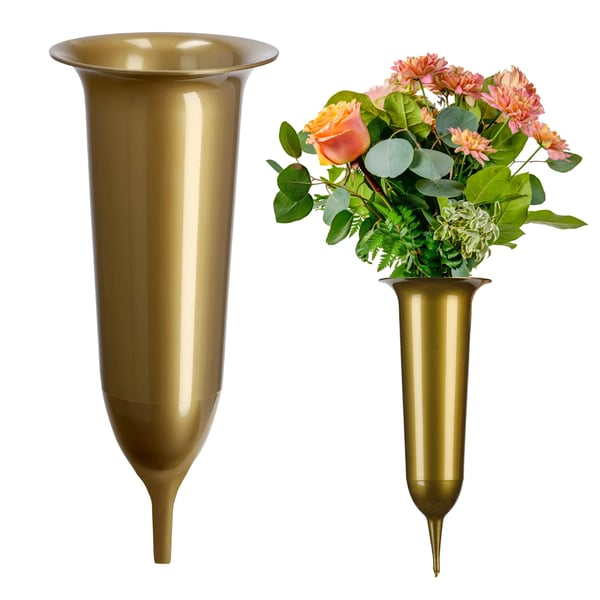 Gravvase - Vase til gravsten/kirkegård - Str. S Lille - Til blomster - Guld