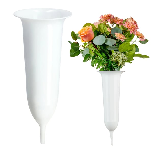 Gravvase - Kirkegårdsvase - 23 cm - Str. M - Til blomster - Hvid