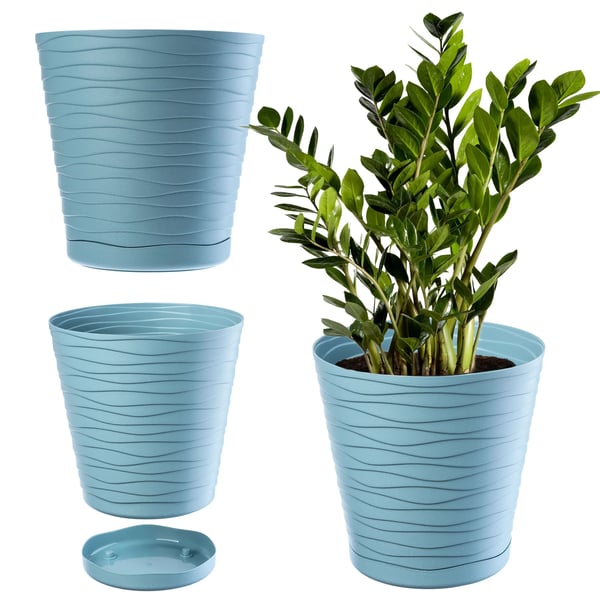 Blomkruka/Ytterkruka - Plastkruka - 13 cm Diameter - Medium Storlek - Blå