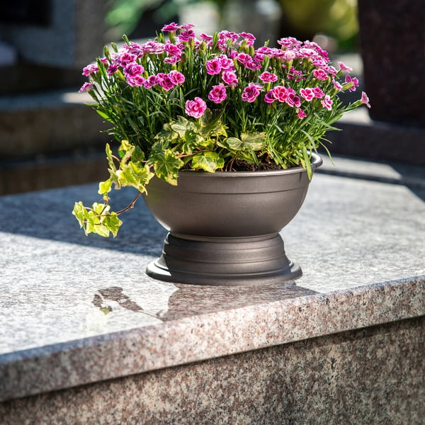 Urtepotteskjuler til blomster - Skålformet overpotte - Diameter 18 cm - Str. L - Sølv