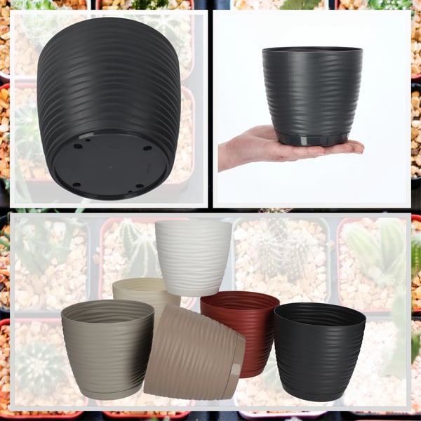 Blomsterkrukke - Rund yderpotte - Plast - Medium - Transparent
