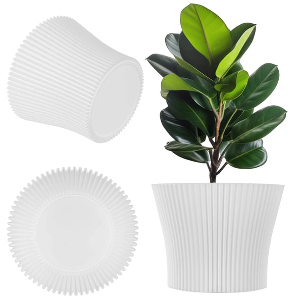 Blomsterkrukke - Urtepotteskjuler - 11 cm - Plast - Hvid