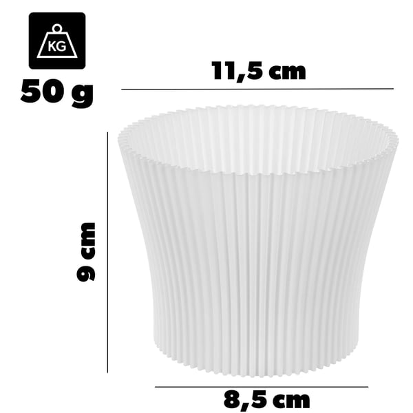 Blomsterkrukke - Urtepotteskjuler - 11 cm - Plast - Hvid