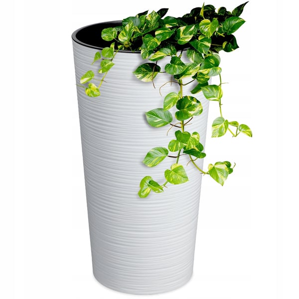Blomsterkrukke - Urtepotte - Med indsats - Diameter 19 cm - Hvid