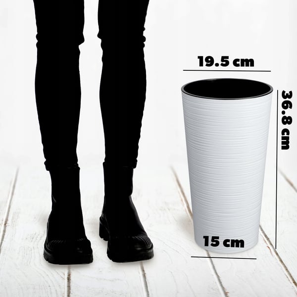 Blomsterkrukke - Urtepotte - Med indsats - Diameter 19 cm - Hvid