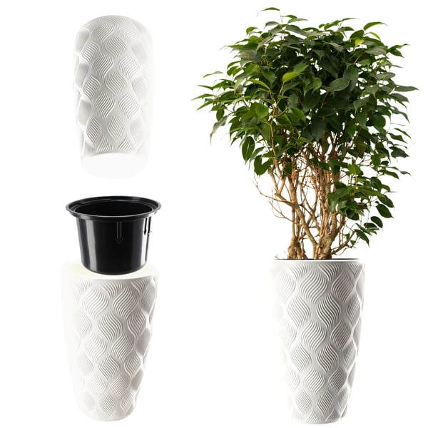 Havekrukke - Urtepotte - Med indsats - 48,5 cm - Hvid