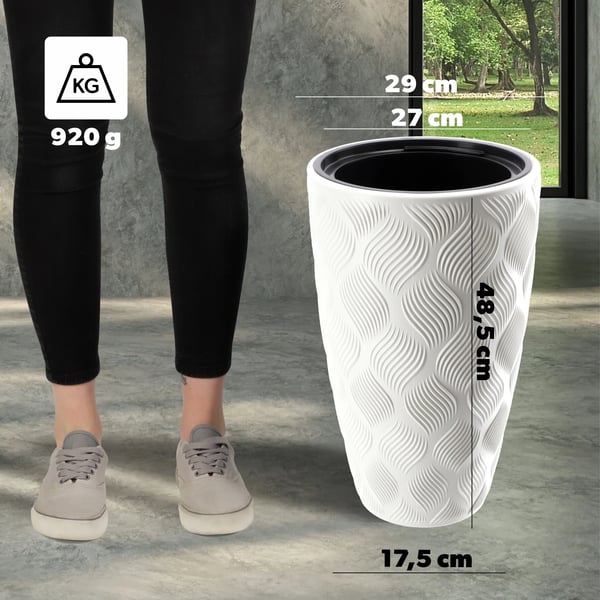 Havekrukke - Urtepotte - Med indsats - 48,5 cm - Hvid