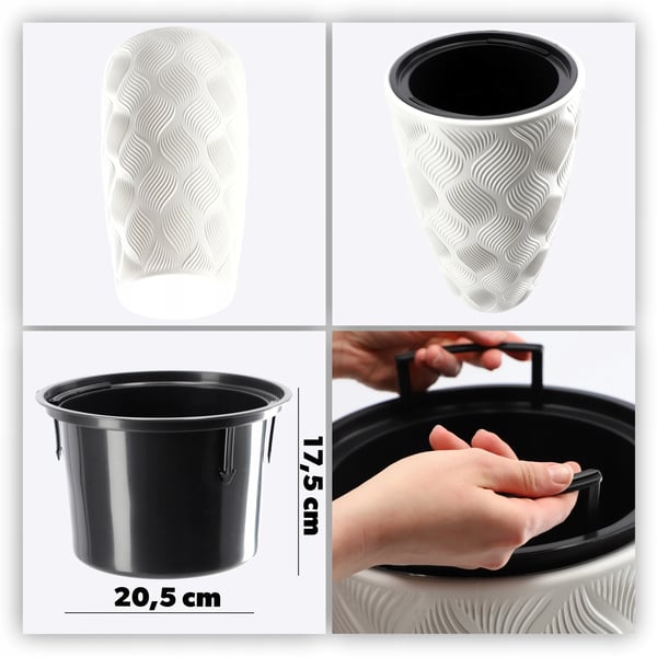 Havekrukke - Urtepotte - Med indsats - 48,5 cm - Hvid