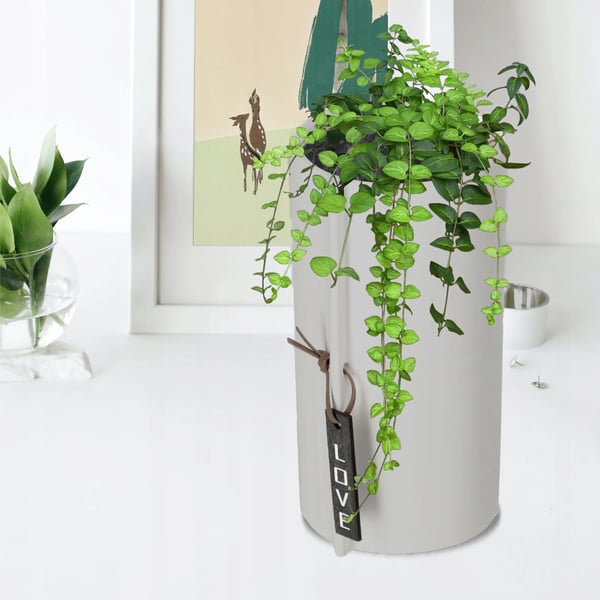 Keramisk Urtepotte - Blomsterpotte/Overpotte - Diameter 11 cm - Str. S - Hvid