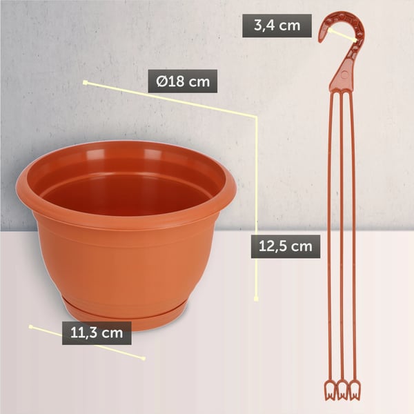 Altankrukke - Hængekrukke med holder - 18 cm - Lille - Til rækværk - Terracotta