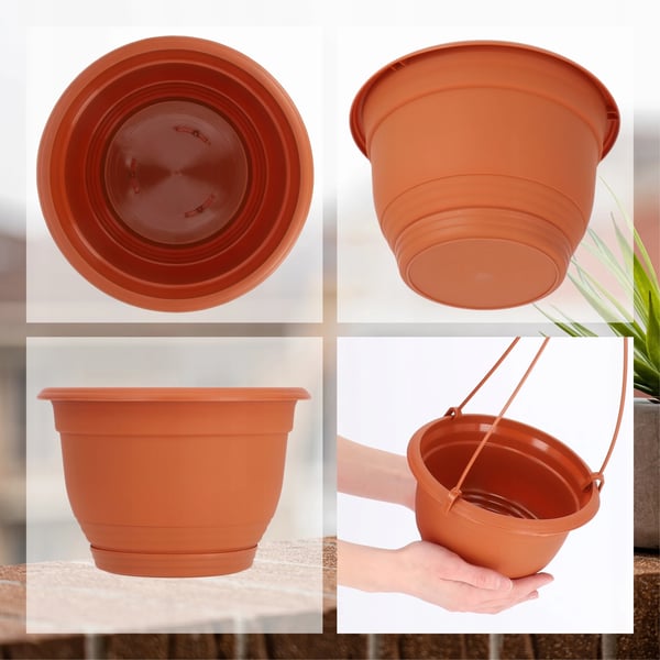 Altankrukke - Hængekrukke med holder - 18 cm - Lille - Til rækværk - Terracotta