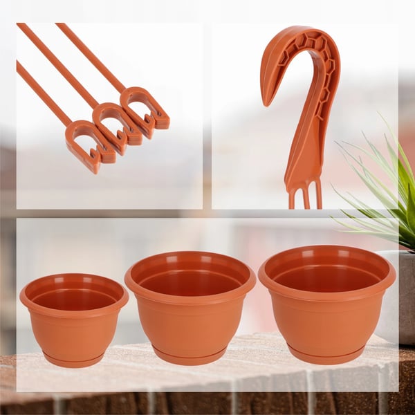 Altankrukke - Hængekrukke med holder - 18 cm - Lille - Til rækværk - Terracotta