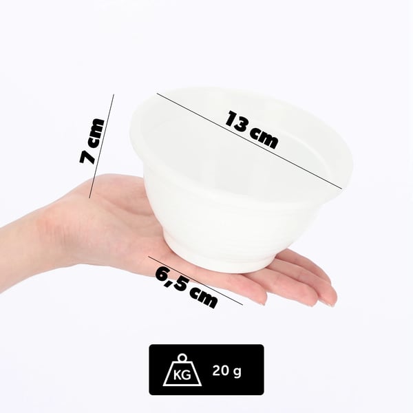 Gravskål - Plast blomsterskål til gravsted - Ø 13 cm - Str. M - Hvid