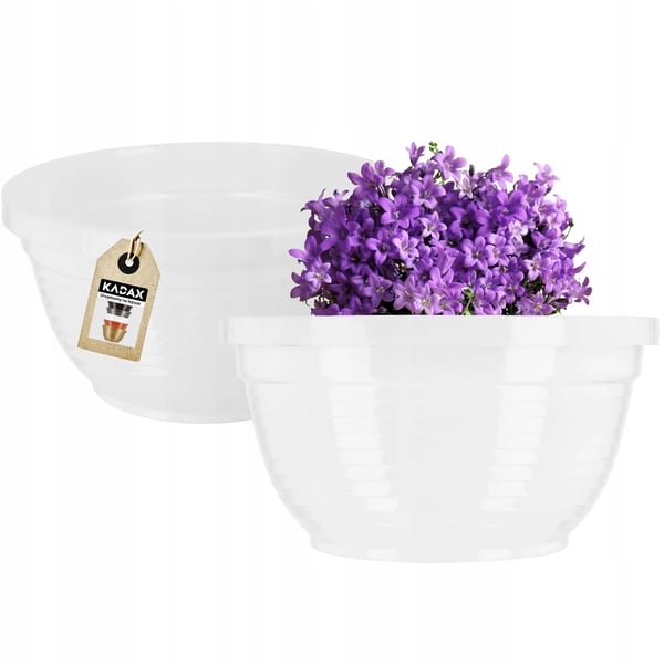 Gravskål - Plast blomsterskål til gravsted - Ø 13 cm - Str. M - Hvid