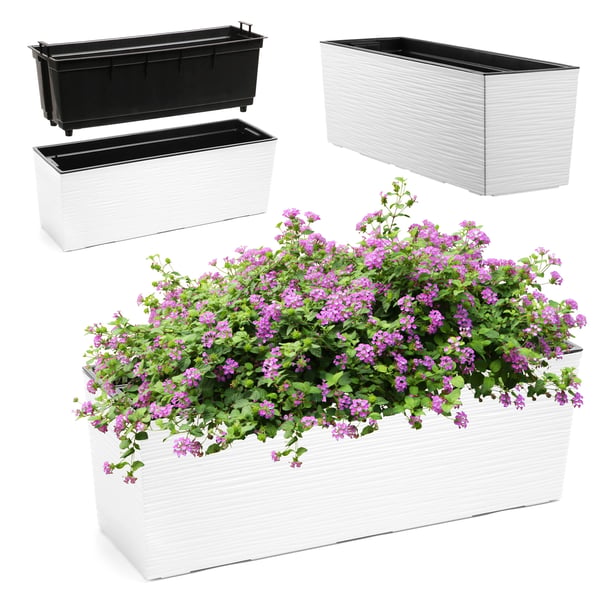 Altankasse - Blomsterkasse - Med indsats - 19 x 56 cm - Hvid
